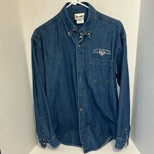 Walt Disney World Denim Workshirt Mens S LongSleeve Button Down Pocket MickeyVTG